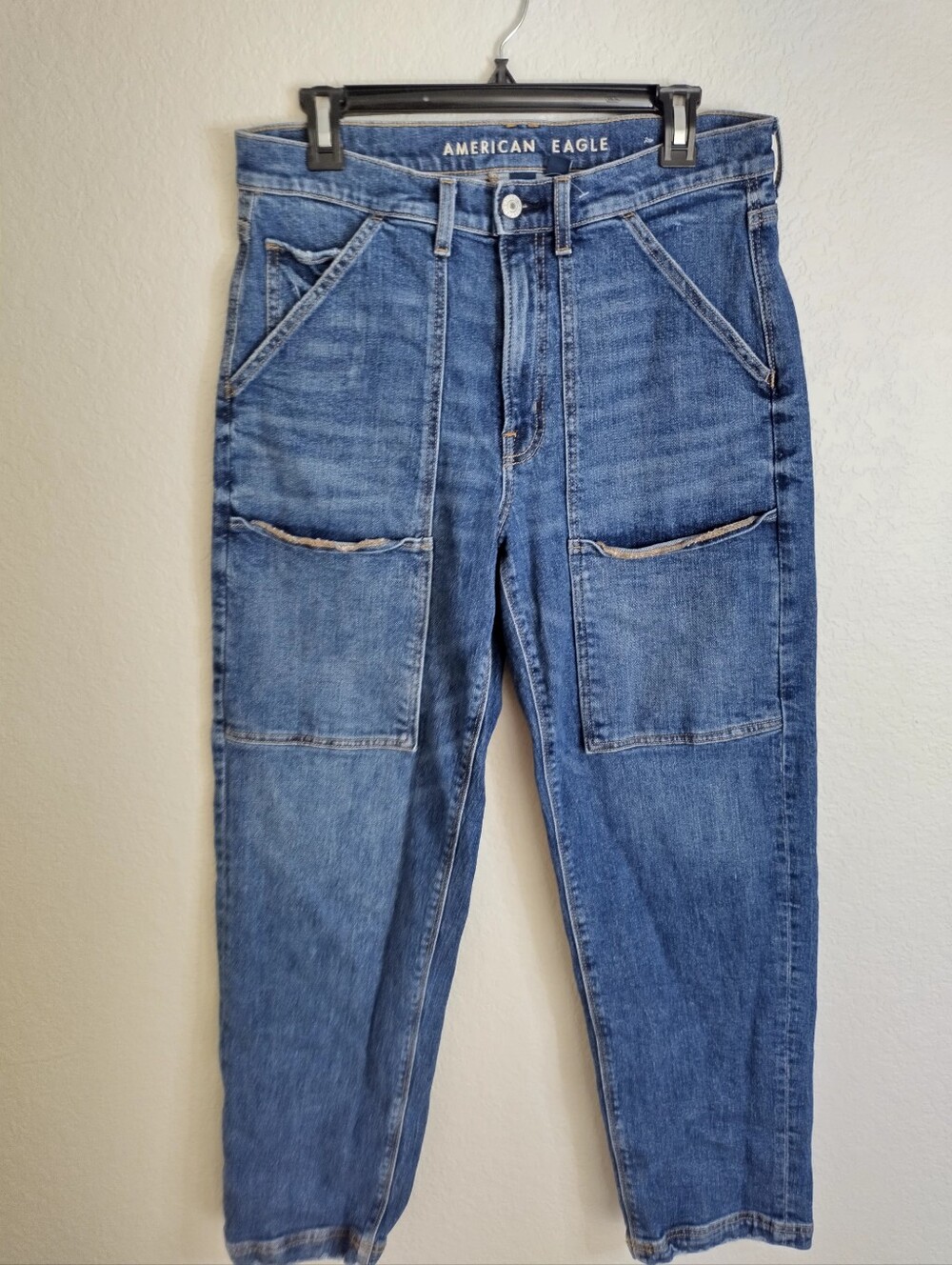 American Eagle Super High Rise Baggy Straight Jeans Sz 6